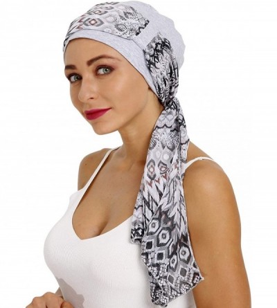 Skullies & Beanies Bamboo Cotton Lined Cancer Headwear for Women Chemo Hat with Scarfs of - Gray - C518WXQEL5K $31.01