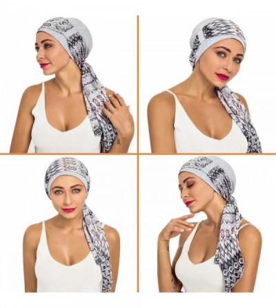 Skullies & Beanies Bamboo Cotton Lined Cancer Headwear for Women Chemo Hat with Scarfs of - Gray - C518WXQEL5K $14.47