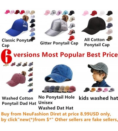 Baseball Caps NeuFashion Ponycap Messy High Bun Ponytail Adjustable Mesh Trucker Baseball Cap Hat for Women - Black - CD18DTO...