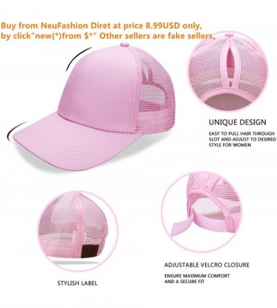 Baseball Caps NeuFashion Ponycap Messy High Bun Ponytail Adjustable Mesh Trucker Baseball Cap Hat for Women - Black - CD18DTO...