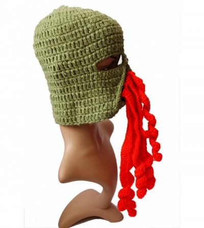 Skullies & Beanies Crochet Octopus Tentacle Beanie Hat Squid Cover Cap Knitted Beard Caps - Army Green With Red - C5189QEXTG3...
