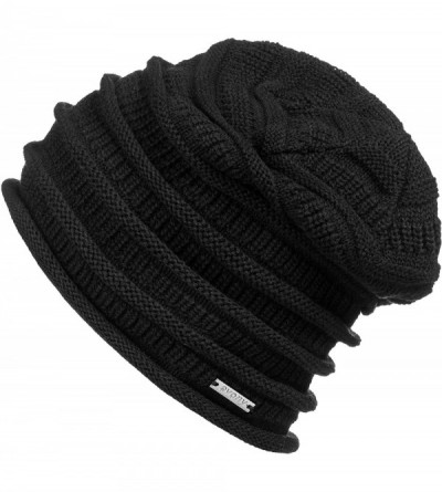 Skullies & Beanies Thin Slouchy Beanie for Men and Women - Chunky Knit Style - 100% Cotton - Black - C818NEEMGUG $9.93