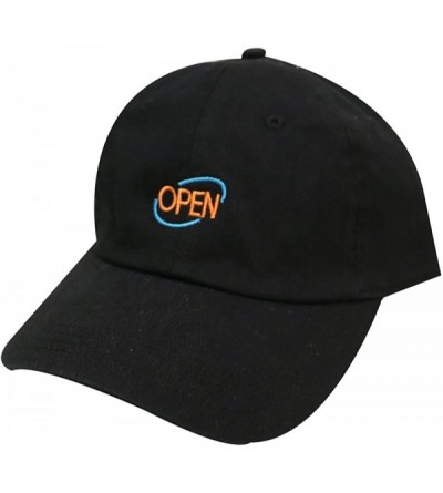 Baseball Caps Neon Open Sign Baseball Caps - Black - CI185LOW9YC $9.50