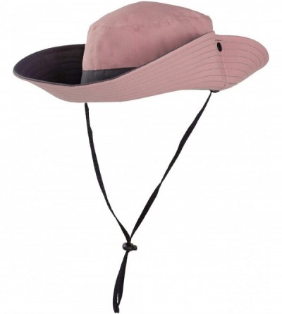Sun Hats Women's Ponytail Safari Sun Hat- UPF 50+ Wide Brim Outdoor Bucket Hat with Chin Drawstring Strap-Fishing Hat - CZ18W...