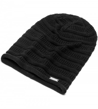 Skullies & Beanies Thin Slouchy Beanie for Men and Women - Chunky Knit Style - 100% Cotton - Black - C818NEEMGUG $9.93