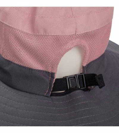 Sun Hats Women's Ponytail Safari Sun Hat- UPF 50+ Wide Brim Outdoor Bucket Hat with Chin Drawstring Strap-Fishing Hat - CZ18W...