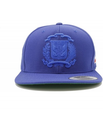 Baseball Caps Dominican Republic Shield Snapback Cap - Royal/Royal - CA12CGU9X5V $23.61