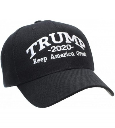 Baseball Caps Adult Embroidered Trump 2020 Keep America Great Campaign Cap - Black W/White Thread - CG18HD60OE4 $10.88
