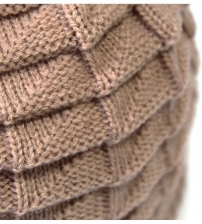 Skullies & Beanies Unisex Winter Hats with Visor Warm ski hat Stylish Knitted hat for Men and Women - Khaki - CE18ISLS3W6 $13.83