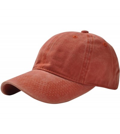 Baseball Caps Unisex Washed Twill Cotton Baseball Cap Vintage Adjustable Hat - Orange - CB189Z2SE3E $22.48