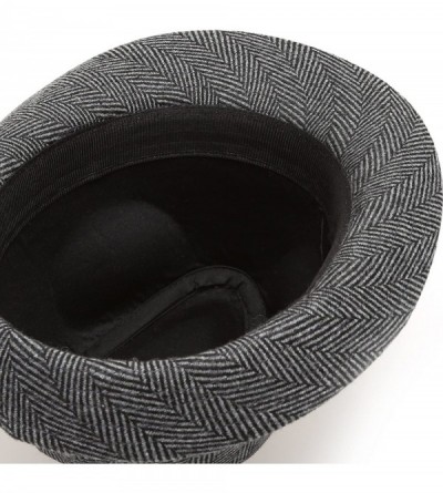 Fedoras Men's Wool Blend Short Brim Fedora Hat with Band - Herringbone Charcoal - CC184EMAGMD $14.70