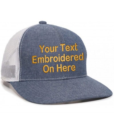 Baseball Caps Custom Trucker Mesh Back Hat Embroidered Your Own Text Curved Bill Outdoorcap - Heathered Navy/White - C018S5D9...