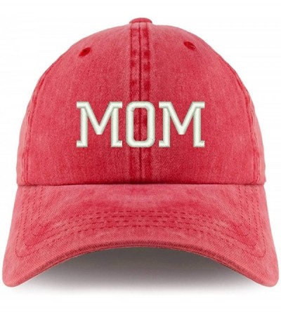 Baseball Caps Mom Embroidered Pigment Dyed Unstructured Cap - Red - CU18D47DZ5T $17.57
