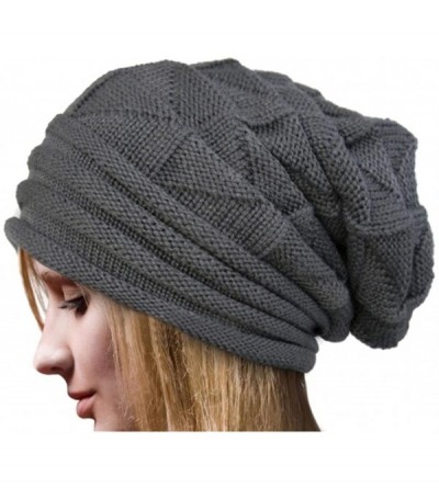 Skullies & Beanies Women Fashion Cable Knit Wool Winter Warm Hat Soft Slouchy Beanie Skully Cap - Gray - CK186ZS8LWQ $10.34
