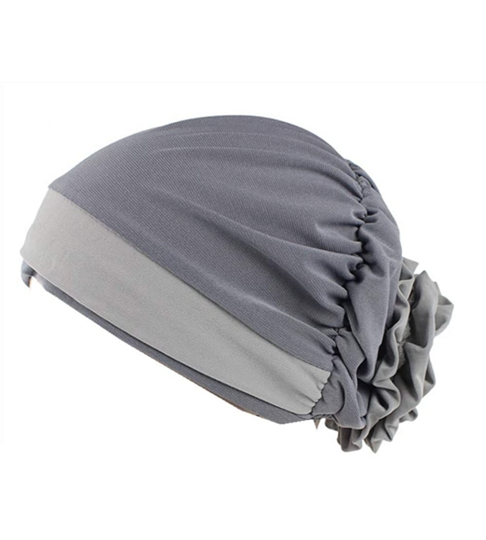 Skullies & Beanies Cancer Chemo Hat Cap for Women Hair Loss Headwear Stretch Muslim Headband - Gray - C8182WAA5C7 $10.55