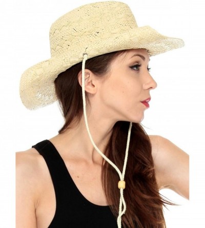 Cowboy Hats Men's & Women's Western Style Cowboy/Cowgirl Straw Hat - Rolled Edge - Natural - CT11Y8FPASV $19.08