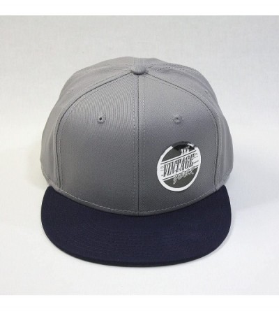 Baseball Caps Premium Plain Cotton Twill Adjustable Flat Bill Snapback Hats Baseball Caps - Navy/Gray - C11229FK1TZ $12.24