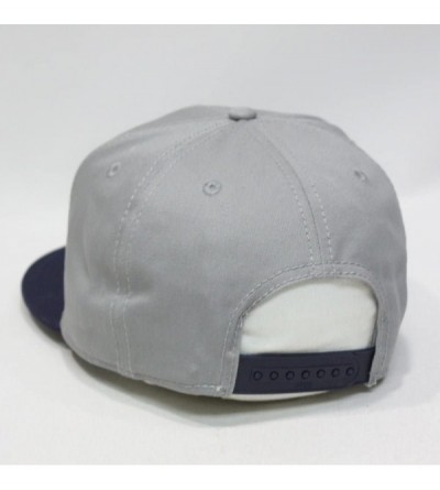 Baseball Caps Premium Plain Cotton Twill Adjustable Flat Bill Snapback Hats Baseball Caps - Navy/Gray - C11229FK1TZ $12.24