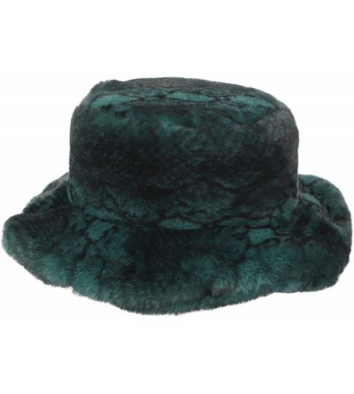 Bucket Hats Women's Snakeskin Print Faux Fur Bucket Hat Winter Warmer Fisherman Cap - Green - CA18X2K2WI0 $14.02