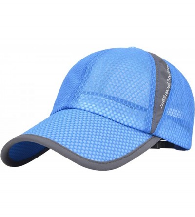 Sun Hats Unisex Mesh Tennis Cap Outdoor Anti-UV Quick Dry Adjustable Running Baseball Hat - Dark Blue - C018RYAZX3M $15.55