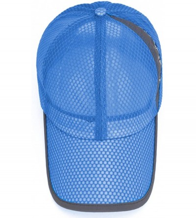 Sun Hats Unisex Mesh Tennis Cap Outdoor Anti-UV Quick Dry Adjustable Running Baseball Hat - Dark Blue - C018RYAZX3M $15.55