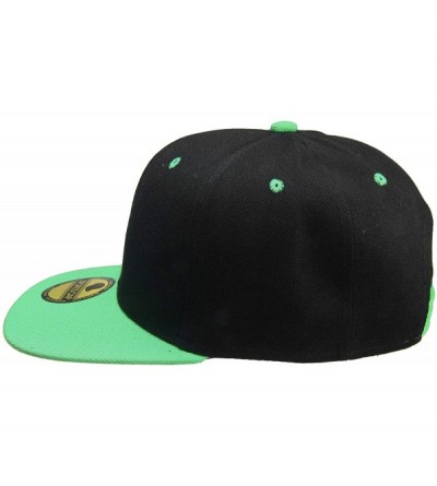Baseball Caps Plain Blank Flat Brim Adjustable Snapback Baseball Caps Wholesale LOT 12 Pack - Black/Green - C2187DLC53G $31.82