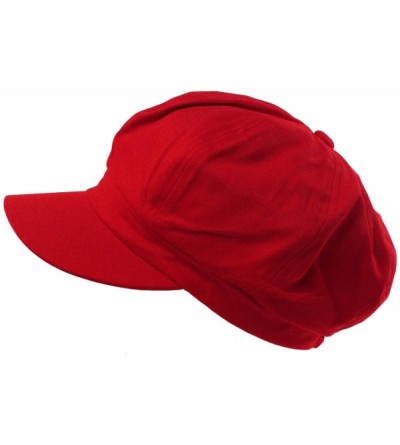Newsboy Caps Summer 100% Cotton Plain Blank 8 Panel Newsboy Gatsby Apple Cabbie Cap Hat - Red - CH11LUNMUKV $10.32