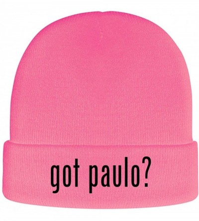 Skullies & Beanies got Paulo? - Soft Adult Beanie Cap - Pink - C218AXG4XYH $18.97