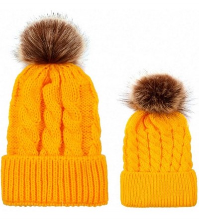 Skullies & Beanies 2PCS Mother&Baby Hat Parent-Child Hat Family Matching Cap Winter Warmer Knit Wool Beanie Ski Cap - 01yell ...