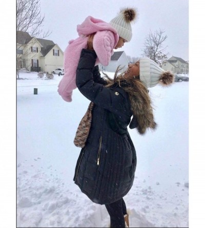 Skullies & Beanies 2PCS Mother&Baby Hat Parent-Child Hat Family Matching Cap Winter Warmer Knit Wool Beanie Ski Cap - 01yell ...