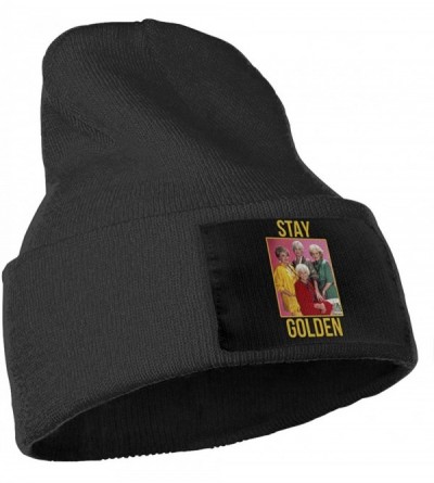 Skullies & Beanies Fashion GOL-den Girls Knit Hat Winter Hats Knitted Unisex Warm Ski Hats Black - Black - CH18AN3UX54 $26.20