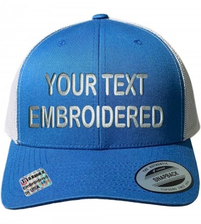 Baseball Caps Custom Trucker Hat Yupoong 6606 Embroidered Your Own Text Curved Bill Snapback - Steel Blue/Silver - C018XOTOQN...