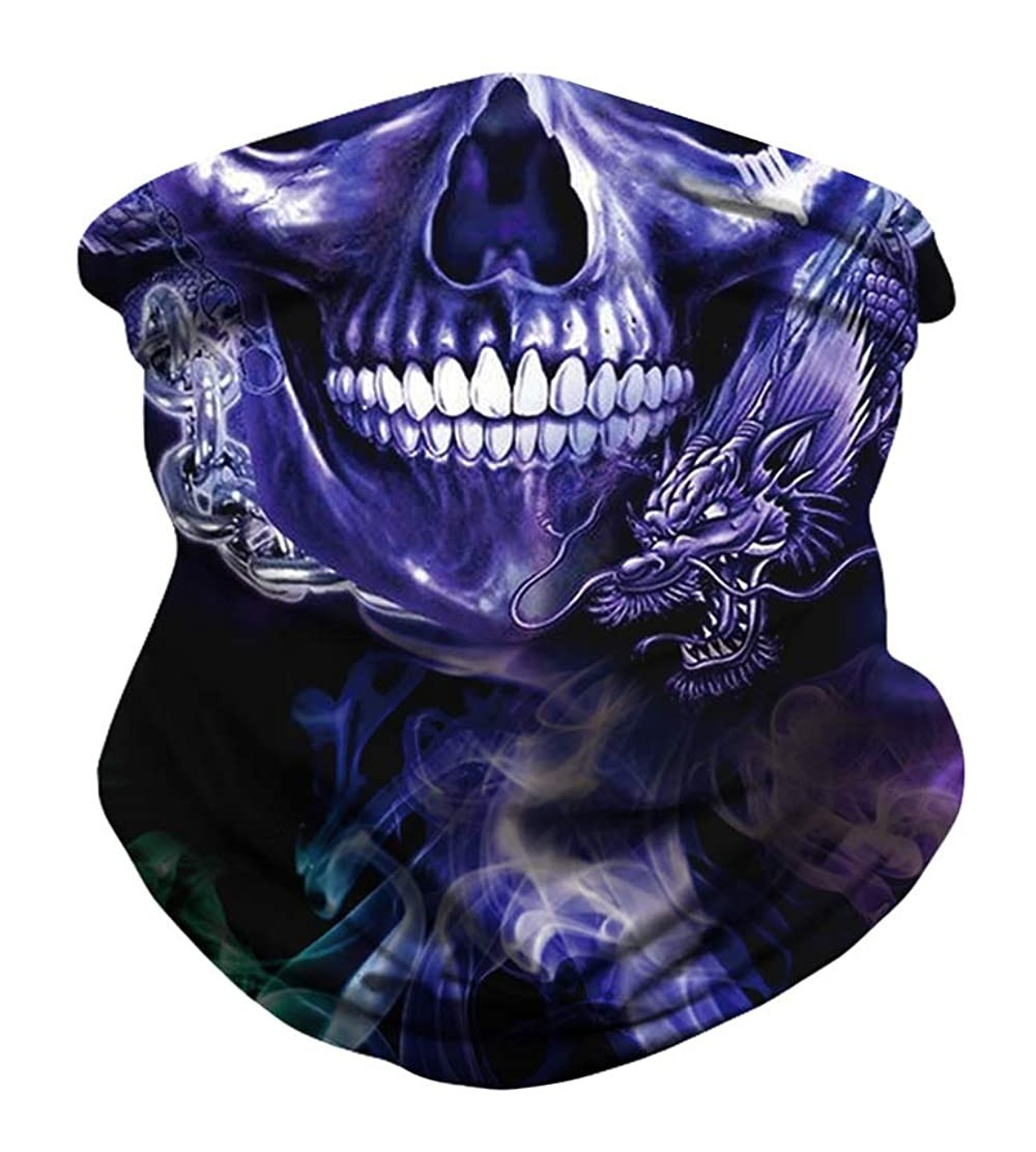 Balaclavas Skull Print Headband Bandana Head Wrap Scarf Neck Warmer Headwear Balaclava for Cycling Motorcycle - Purple Skull ...