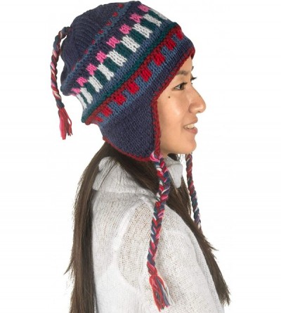 Skullies & Beanies Soft Warm Wool Hat Cap Winter Fleeced Inside Thick Ear Flaps Women Fashion - Blue Splash - CB18IEW86TT $31.15