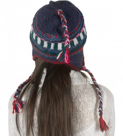 Skullies & Beanies Soft Warm Wool Hat Cap Winter Fleeced Inside Thick Ear Flaps Women Fashion - Blue Splash - CB18IEW86TT $15.94