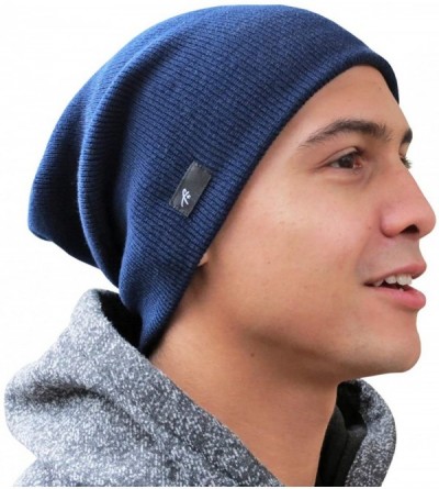 Skullies & Beanies Slouch Beanie Cap Winter Hat for Men or Women - Dark Blue - CB18KH6HRLY $11.68