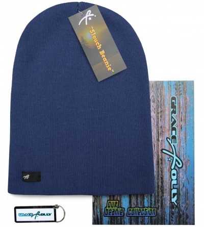 Skullies & Beanies Slouch Beanie Cap Winter Hat for Men or Women - Dark Blue - CB18KH6HRLY $11.68