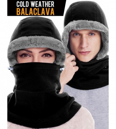 Balaclavas Balaclava Ski Mask Face Mask Feece Hood Scarf Winter Women Men - Black - CI18I35ZMGT $12.58