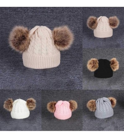 Skullies & Beanies Infant Toddler Baby Knitting Woolen Hat-2PCS Kid Hemming Keep Warm Winter Hiarball Cap Hat +Scarf Set - A-...