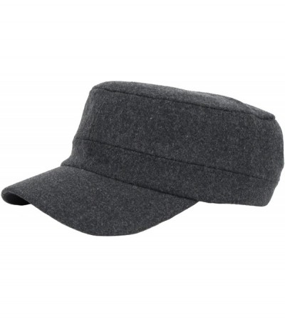 Baseball Caps Mens Womens Flat Top Wool Warm Cap Baseball Hiking Outdoor Army Military Hat - Charcoal - C517YKLHQ4K $16.71