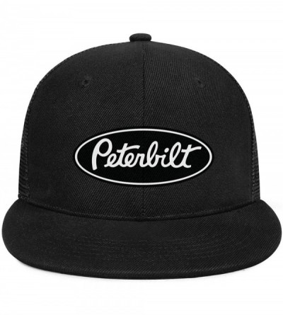 Baseball Caps Unisex Man Baseball Hat Hip Hop Adjustable Mesh Captain-Peterbilt-tiucks-Flat Cap - Black-4 - C818AHC7RIM $14.55