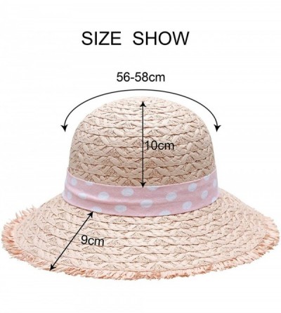 Sun Hats Women Straw Sun Hats Summer Beach Cap Foldable Floppy Packable Wide Brim Hat - 016 Pink Dot Bowknot - CU193WSXD74 $1...