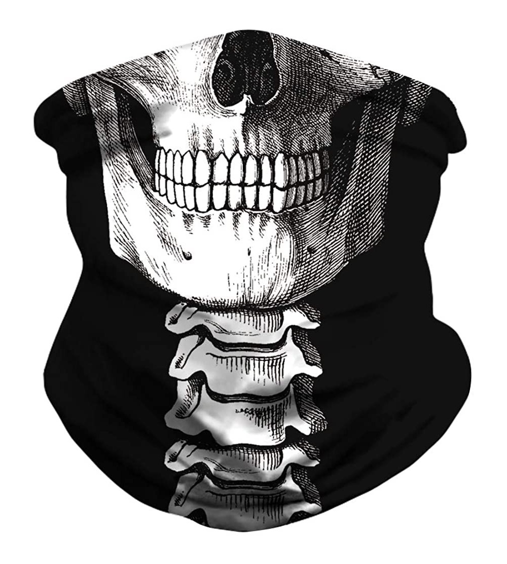 Balaclavas Skull Print Headband Bandana Head Wrap Scarf Neck Warmer Headwear Balaclava for Cycling Motorcycle - White Skull -...