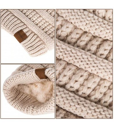 Skullies & Beanies Womens Winter Slouchy Beanie Hat- Knit Warm Fleece Lined Thick Thermal Soft Ski Cap with Pom Pom - Black&w...