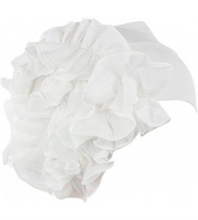 Skullies & Beanies Women Flower Cancer Chemo Hat Beanie Scarf Turban Head Wrap Cap Headband - White - C9187WQ6AKC $8.90