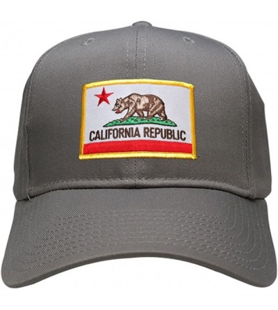 Baseball Caps California Republic Embroidered Iron On Patch Gold Border Snapback Baseball Cap - Grey - CC12LZNAPZB $11.56