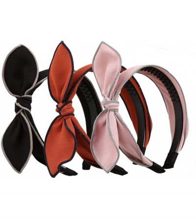 Headbands Womens Solid Bow Tie Hair Band Headbands with Teeth - 3 Pack-b - CT18WNL3HAY $13.38