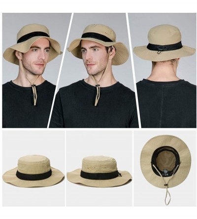 Sun Hats Packable Mens Safari SPF 50+ Fishing Bonnie Bush Sun Hat Bucket for Large Head Women 56-60cm - Beige_89026 - C918NA4...