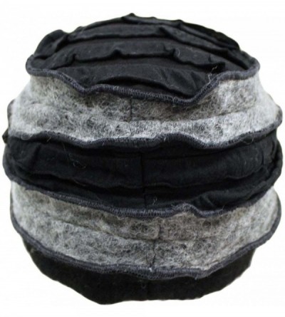 Skullies & Beanies Grey & Black Wool Blend Layered Winter Hat with Flower - C6110Q0JOTJ $22.37