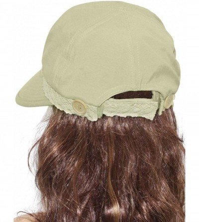 Sun Hats Women's Summer Sun Hat - Two in One Wide Brim Visor Cap - Lace Edge - Tan - CC11KU47XGR $21.98